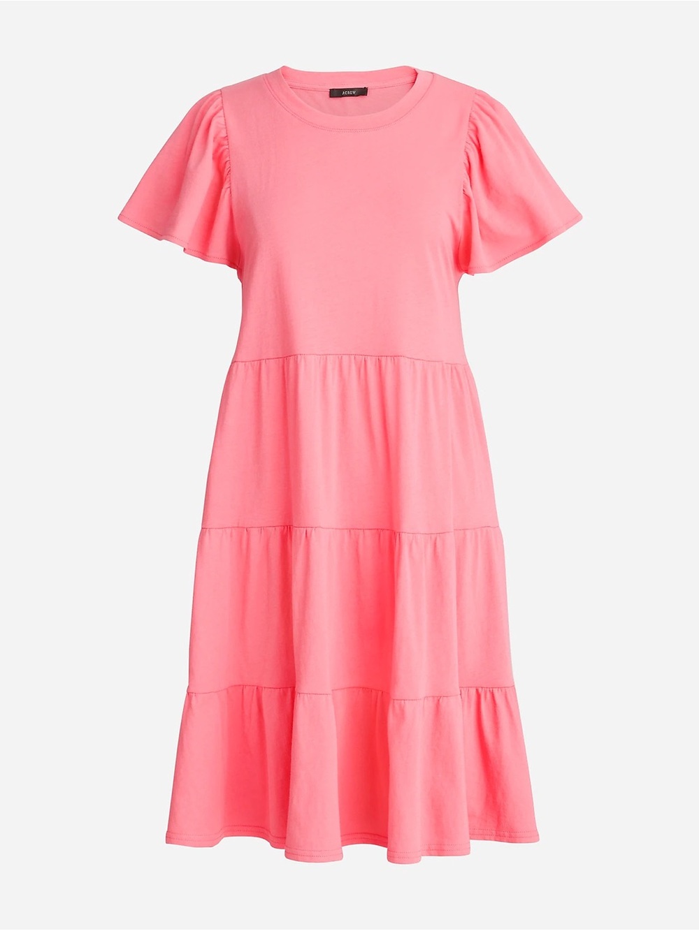 J.Crew pink tiered dress with ruffle sleeves in XS